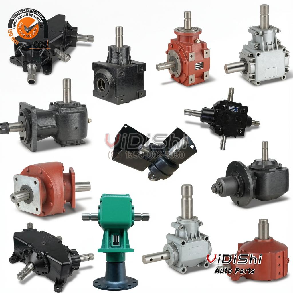 MW 90 Degree Gearbox 540 rpm Rotary Mower Tiller PTO Drive 1 Collage of farm gearbox models in several housing colours