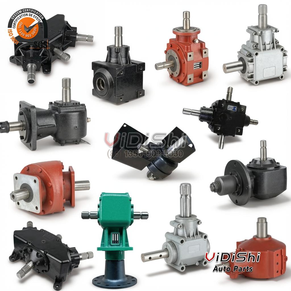 Collage of PTO gearbox models in different housings and output arrangements