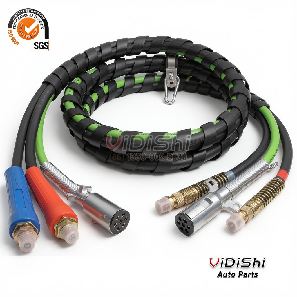 truck air line and power cable coiled length