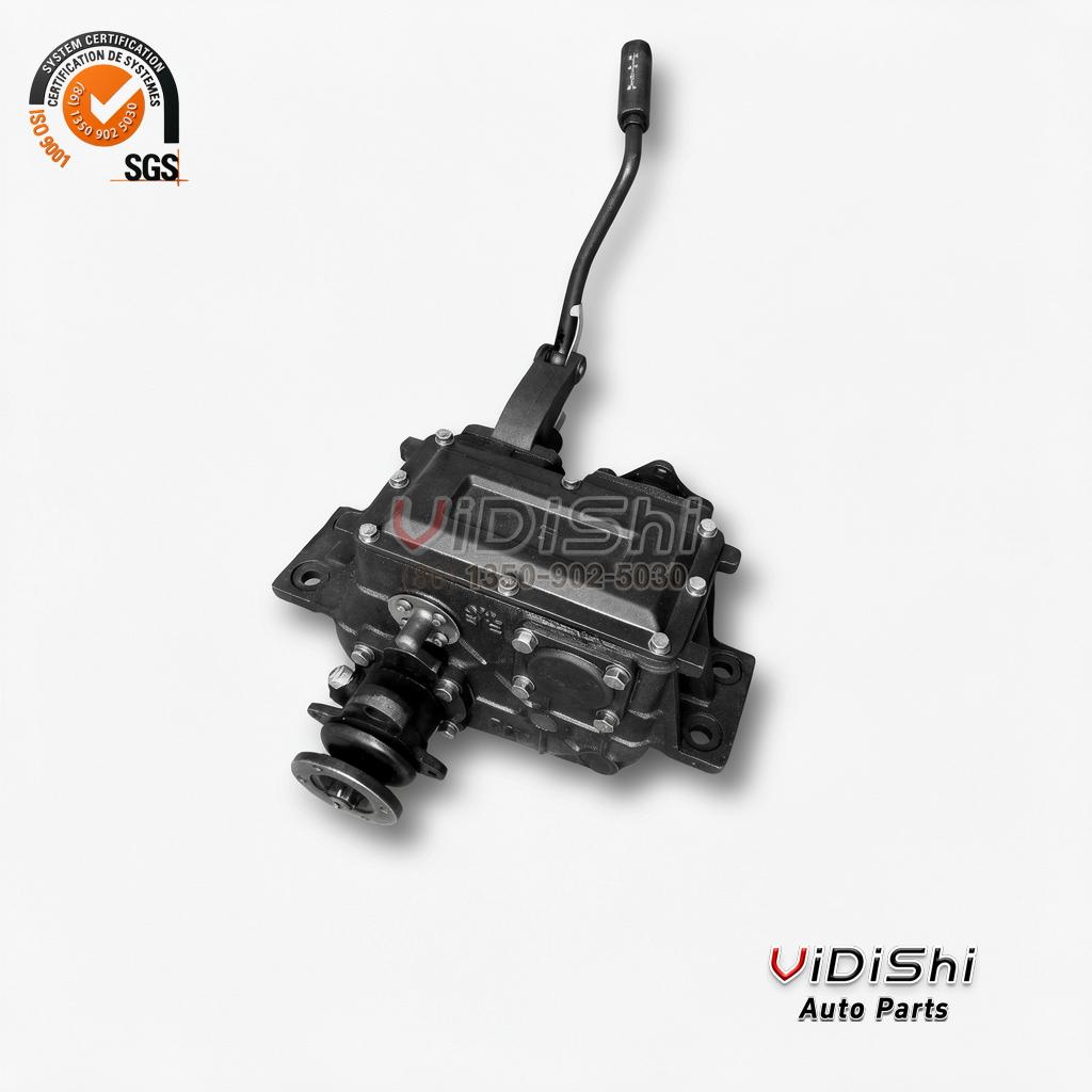 4WD Front and Rear Axle Set with Transfer Case 1 to 2 Ton 3 Transfer case transmission assembly with cast housing, mounting ears, long shift lever and output flange