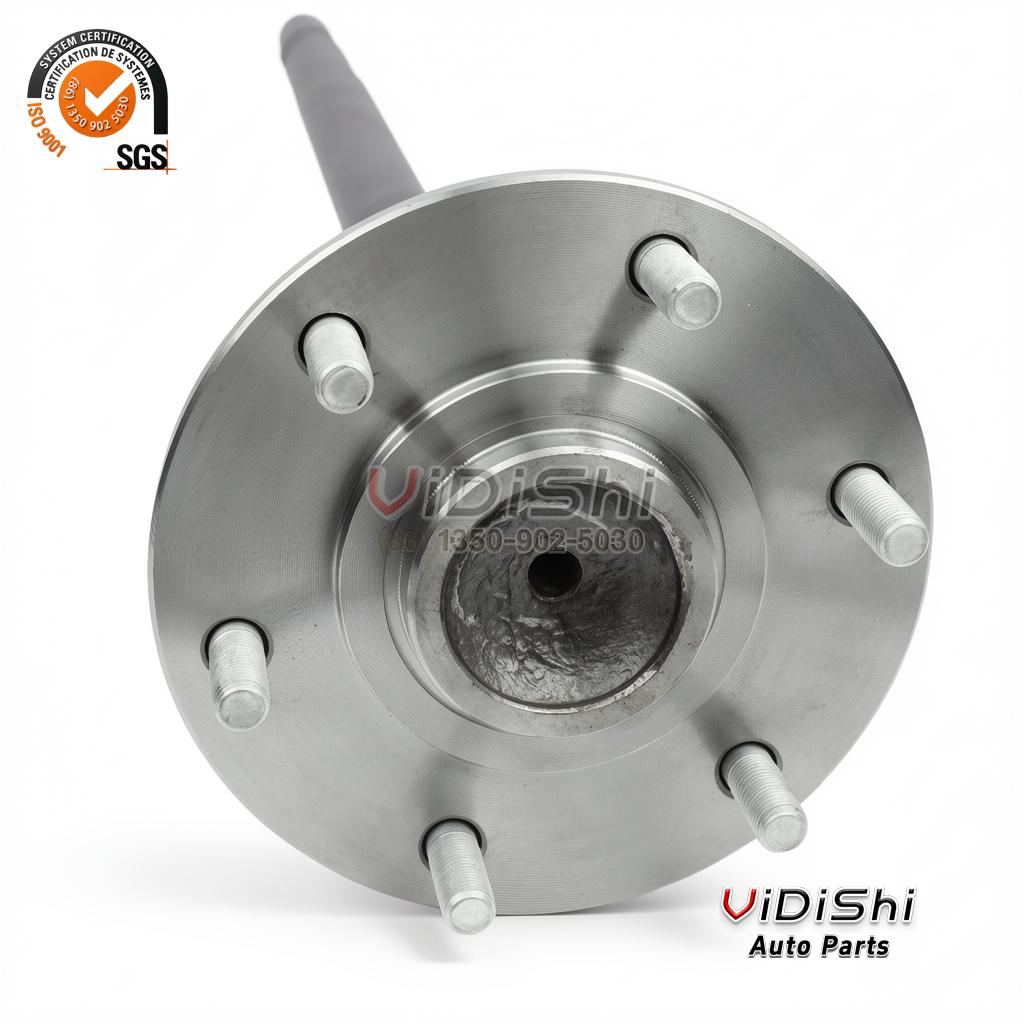 3715A061 Rear Axle Shaft Replacement for Mitsubishi L200 5 Rear axle shaft flange face straight on, five double-ended studs around a splined center bore