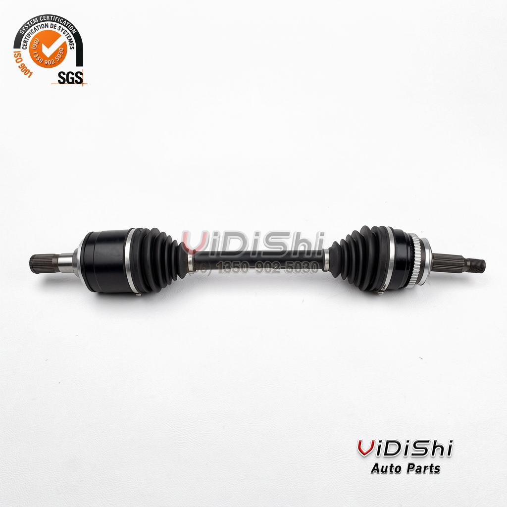 3715A097 Rear Axle Shaft Replacement for Mitsubishi Pajero 5 Rear axle shaft horizontal view: small splined stub at one end, boot and silver toothed ring at the other