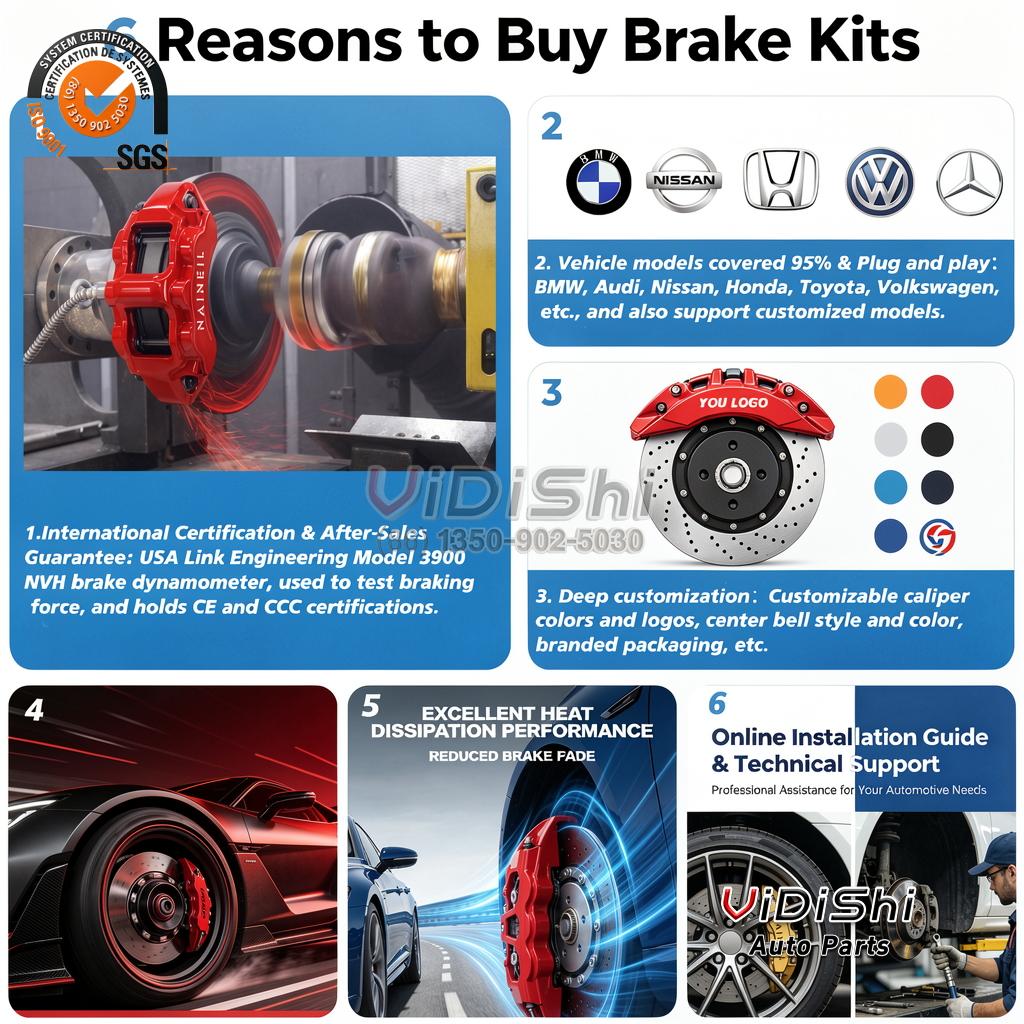 Racing 6 Piston Brake Caliper Disc Big Brake Kit 6 Pot for BMW E39, E60, M5, F10, G30, X5, E70, F15 6 Rotors view