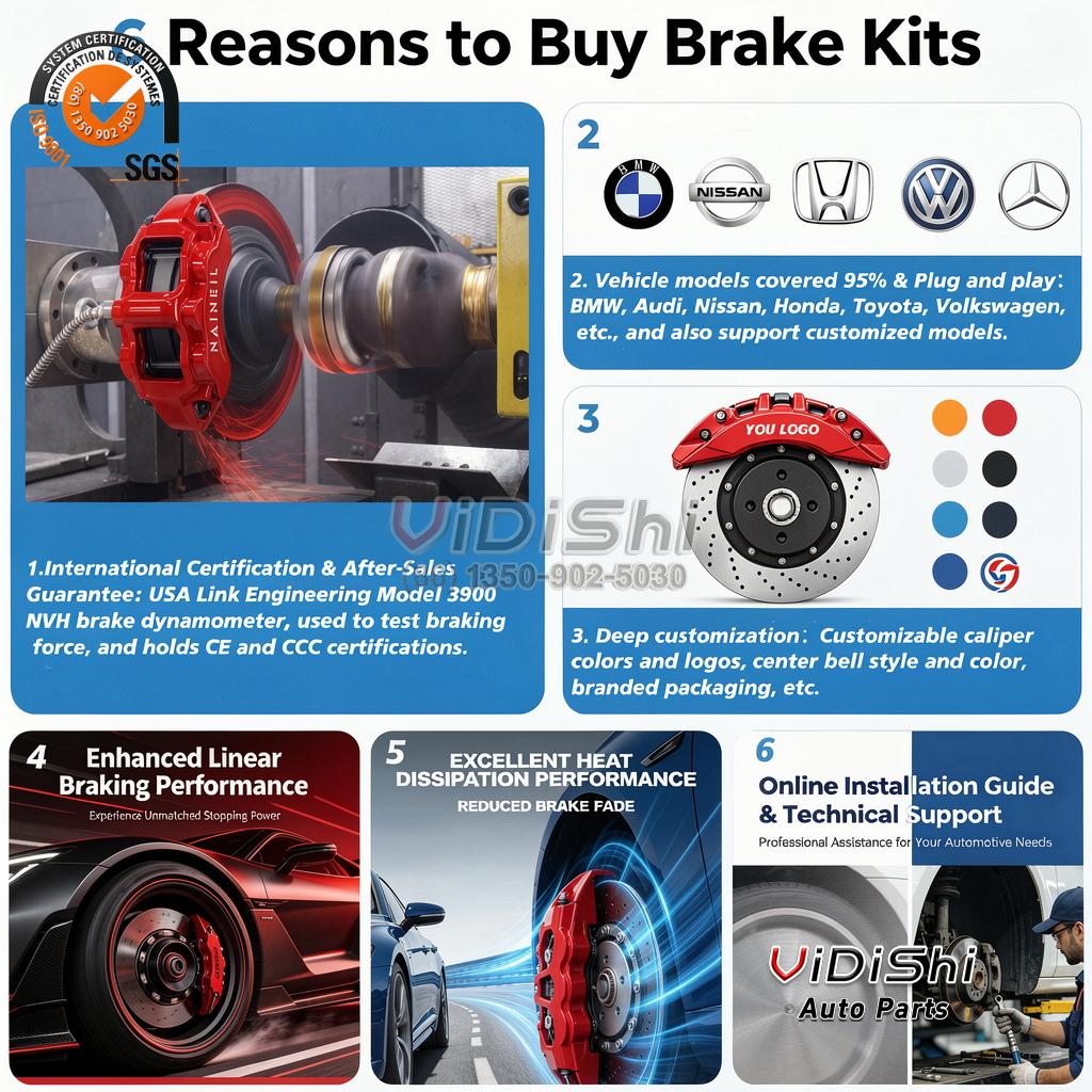 Front 6 Piston Brake Caliper GT6 BBK Big Brake Kit for Volkswagen Golf R (MK7, MK8) 3 Angle view