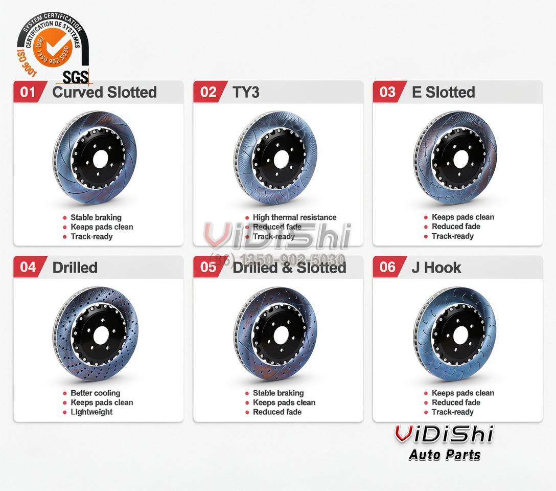 Big Brake Kit Replacement for S2000 6 Brake rotor pattern options curved slotted TY3 E slotted drilled J hook Honda brake kit