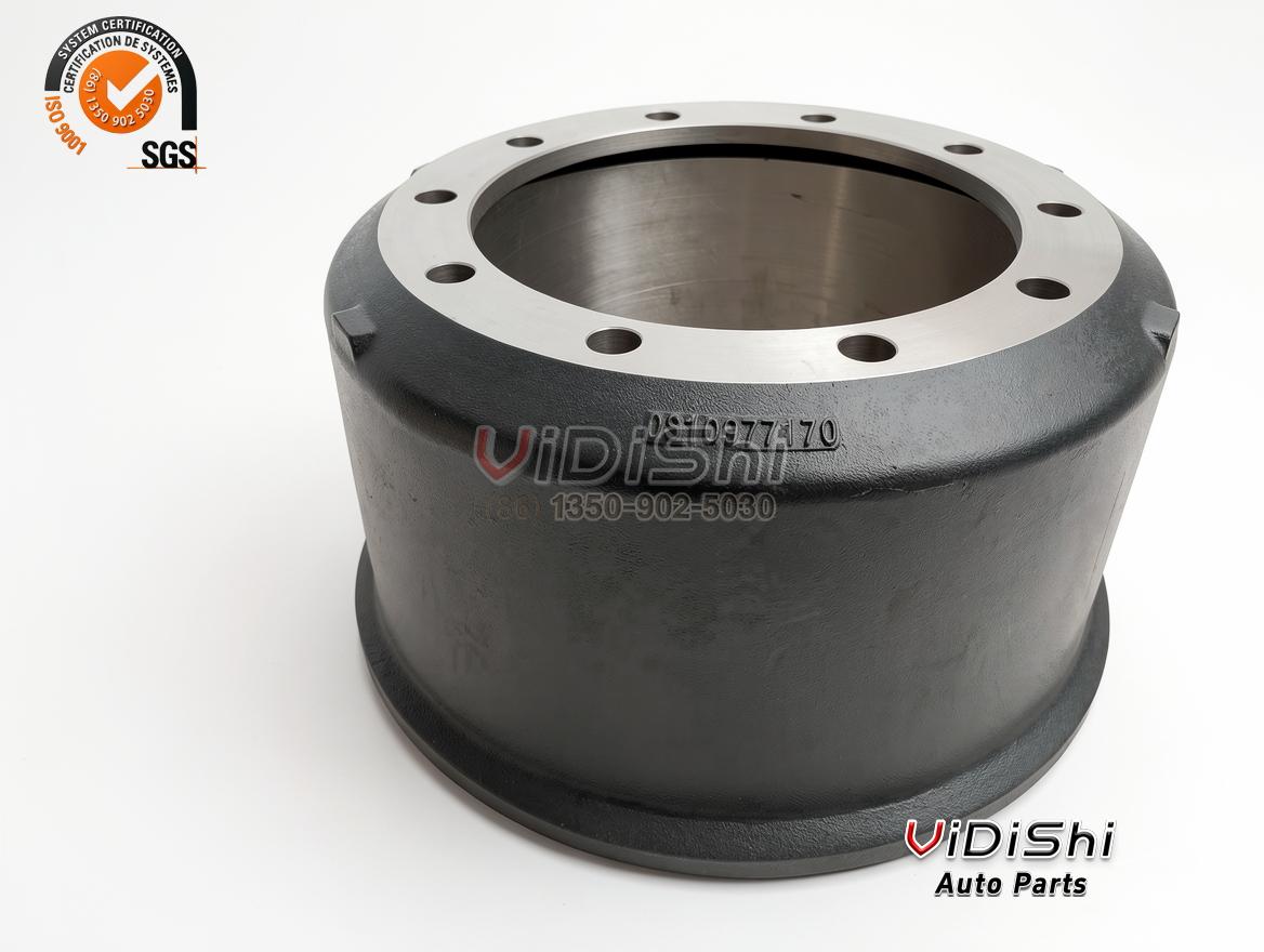 All Products 5 Dark coated brake drum with flange bolt holes and a raised casting code on the outer wall, WG9112440001