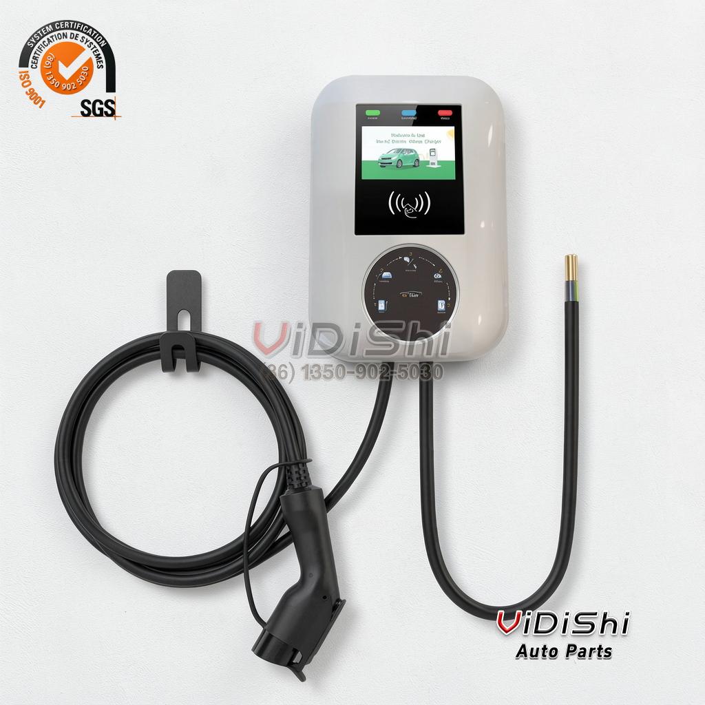 AC EV charger station with Type 1 connector and control box
