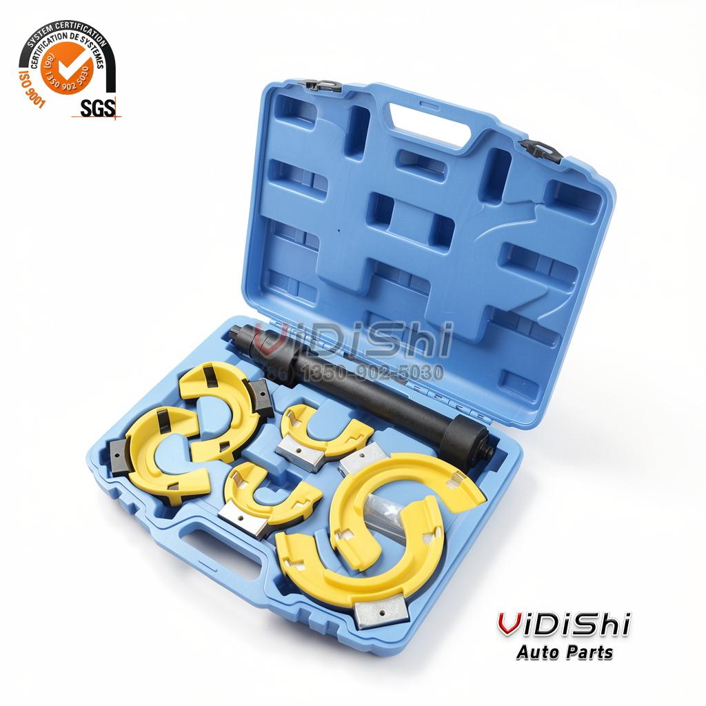 XC4027A coil spring compressor tool set in its blue carry case