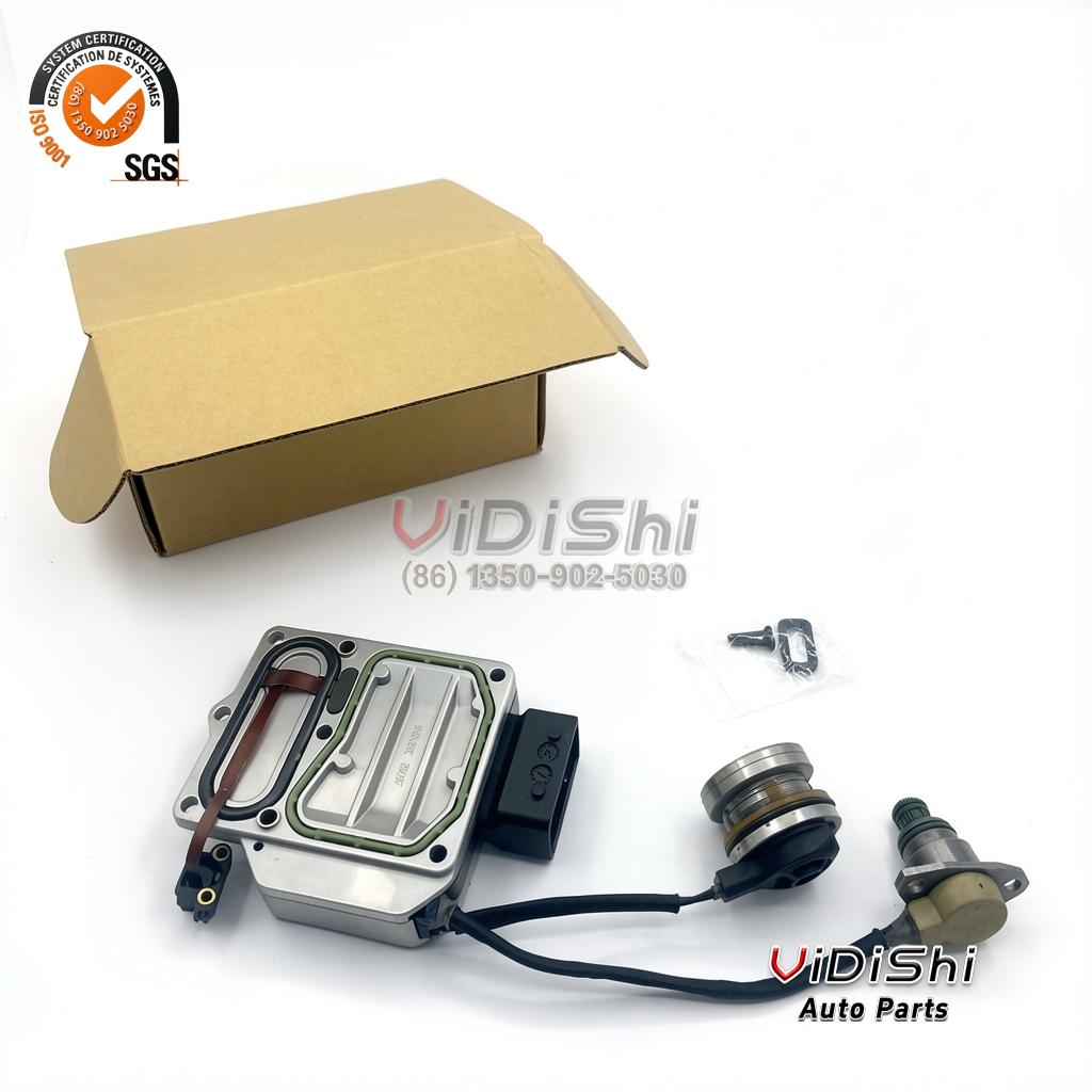 A 0281010888 control unit laid out below its open cardboard packing box with the sensor parts alongside