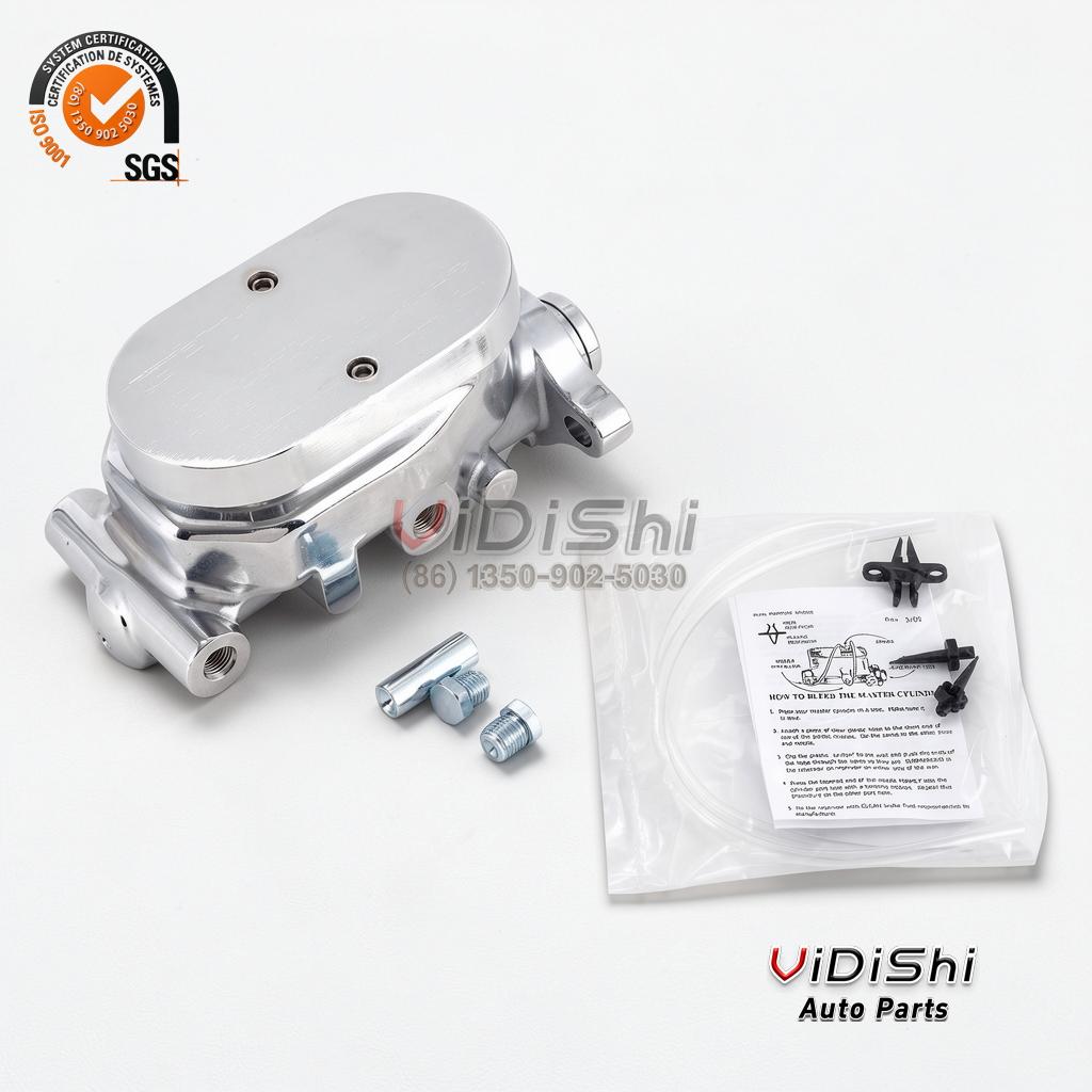 Chrome Smooth Top Aluminum Brake Master Cylinder 1-1/8 Bore GM 3 GM master cylinder with adapter and hardware kit
