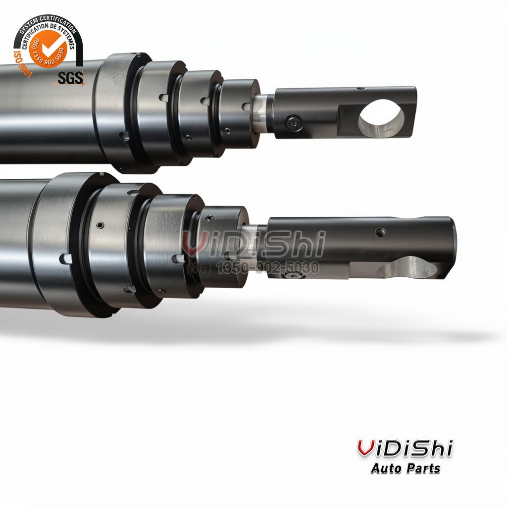 Double Acting Telescopic Hydraulic Cylinder for Garbage Truck 12000mm 2 Telescopic cylinder extended showing the stages
