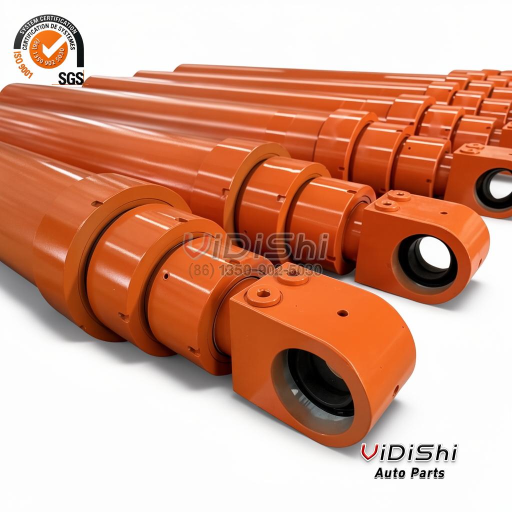 Double Acting Telescopic Hydraulic Cylinder for Garbage Truck 12000mm 4 Close up of a telescopic cylinder stage collar