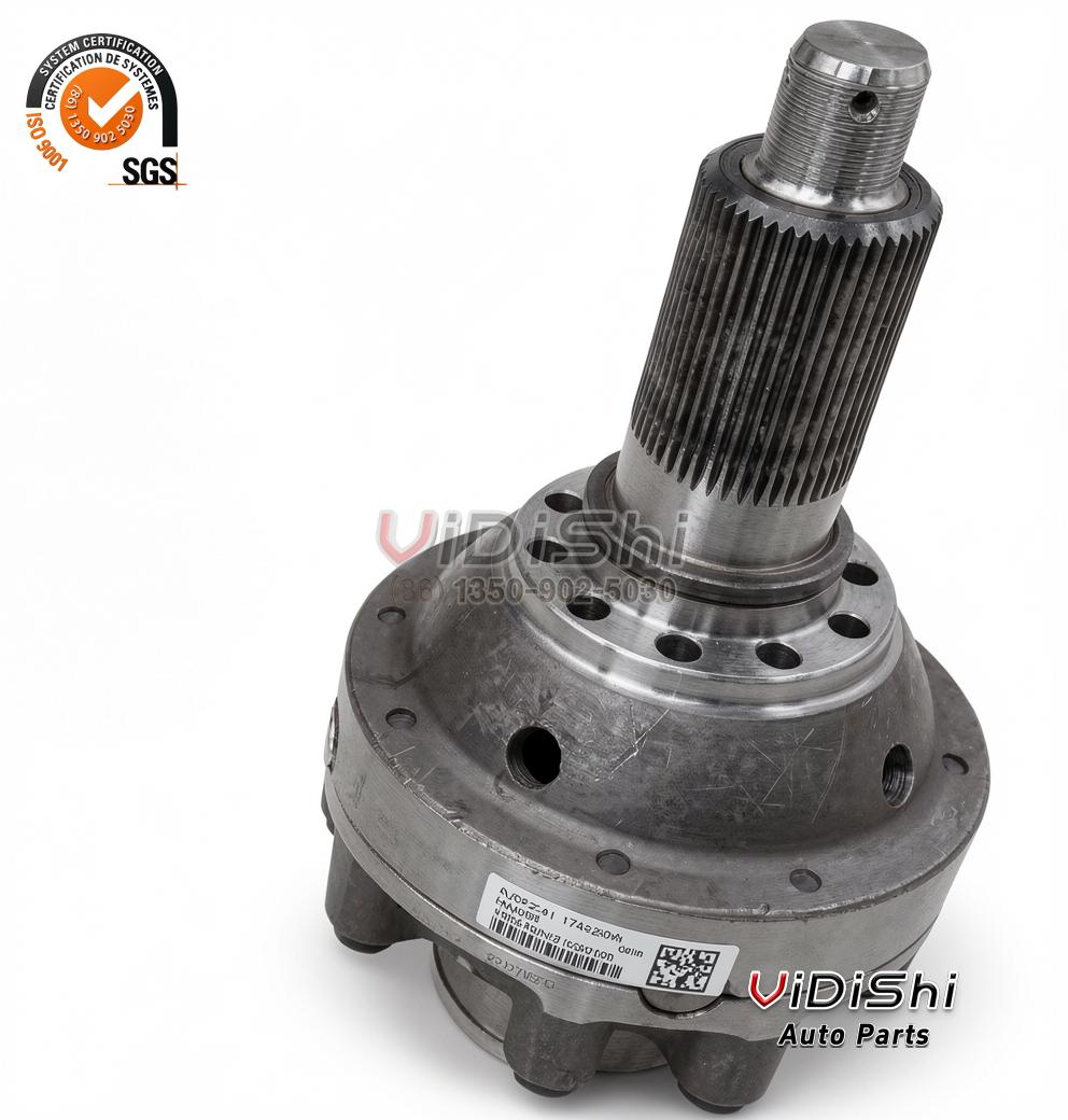 All Products 6 Differential carrier with splined pinion shaft and a white barcode label applied to the machined housing, AZ9231320266