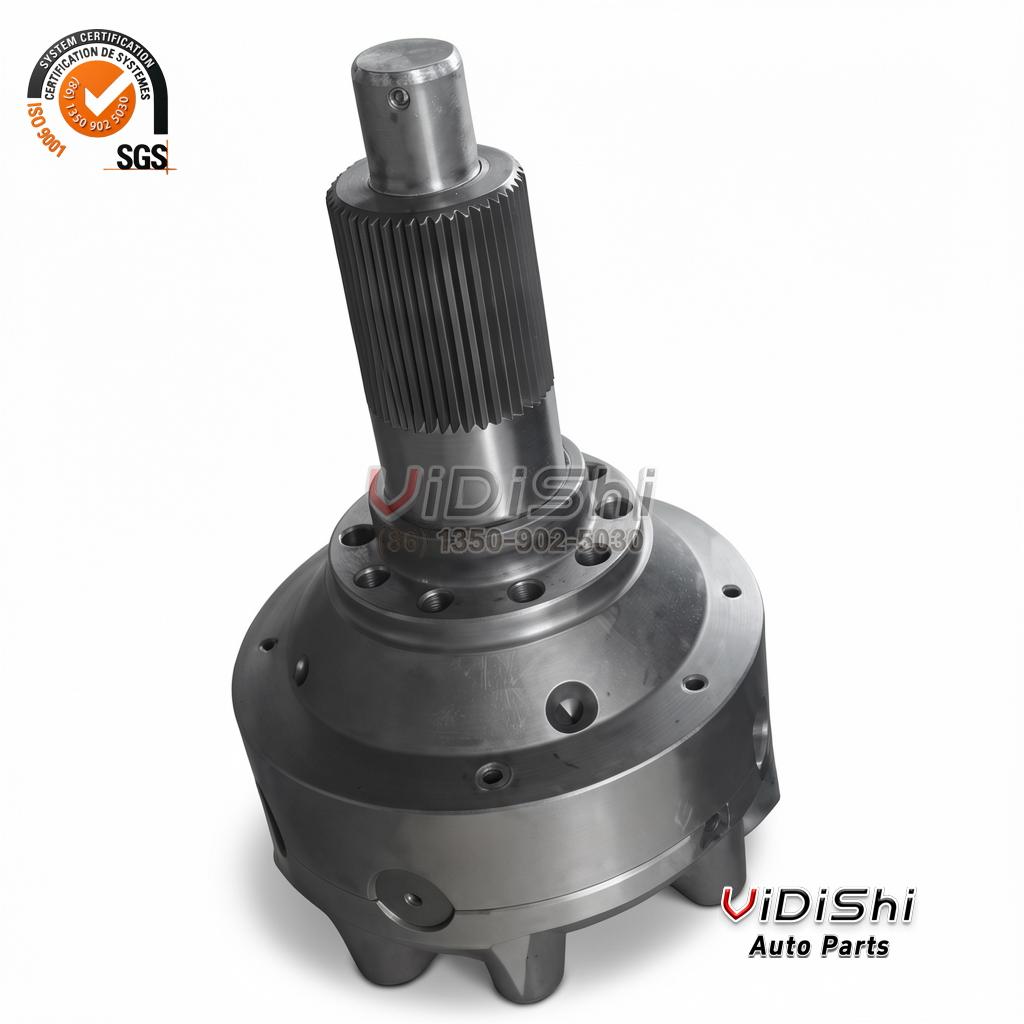 AZ9231320266 Differential Assembly for Sinotruk HOWO Truck 3 Angled view of the differential carrier showing splined shaft, housing step and two flange bolt circles