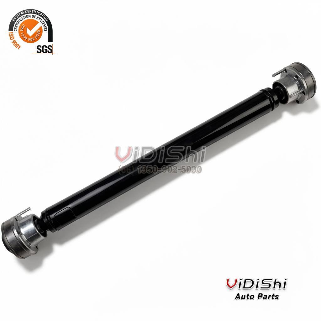All Products 5 Drive shaft angle showing the black tube joined to steel CV joint housings fitted with wire clips, 27101-66J01