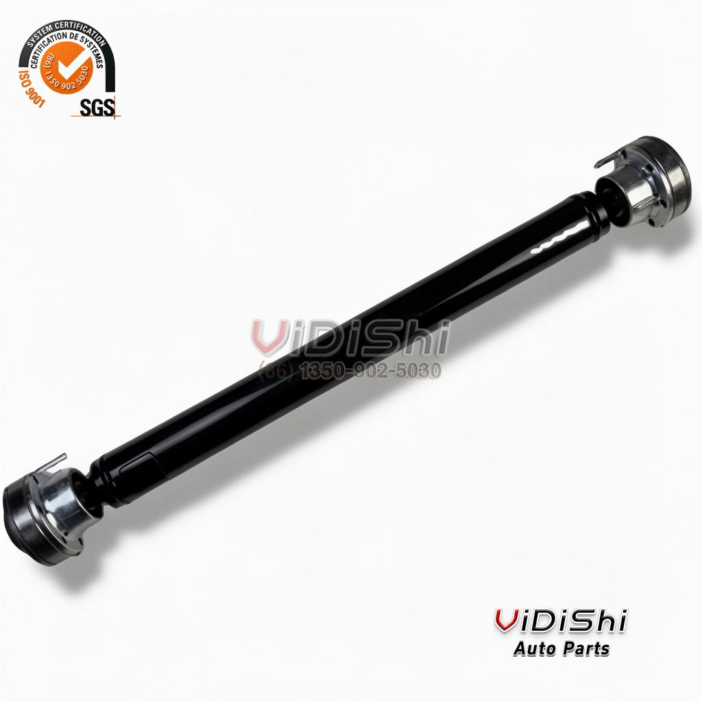 27101-66J01 Drive Shaft Replacement for Suzuki Grand Vitara 4 Centred view of the drive shaft with black tube and steel joint housings carrying wire clips