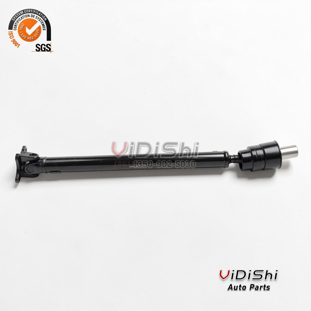 All Products 7 Propeller drive shaft full length, joint yoke at left, ball cage housing and bare metal spline stub at right, MR580389