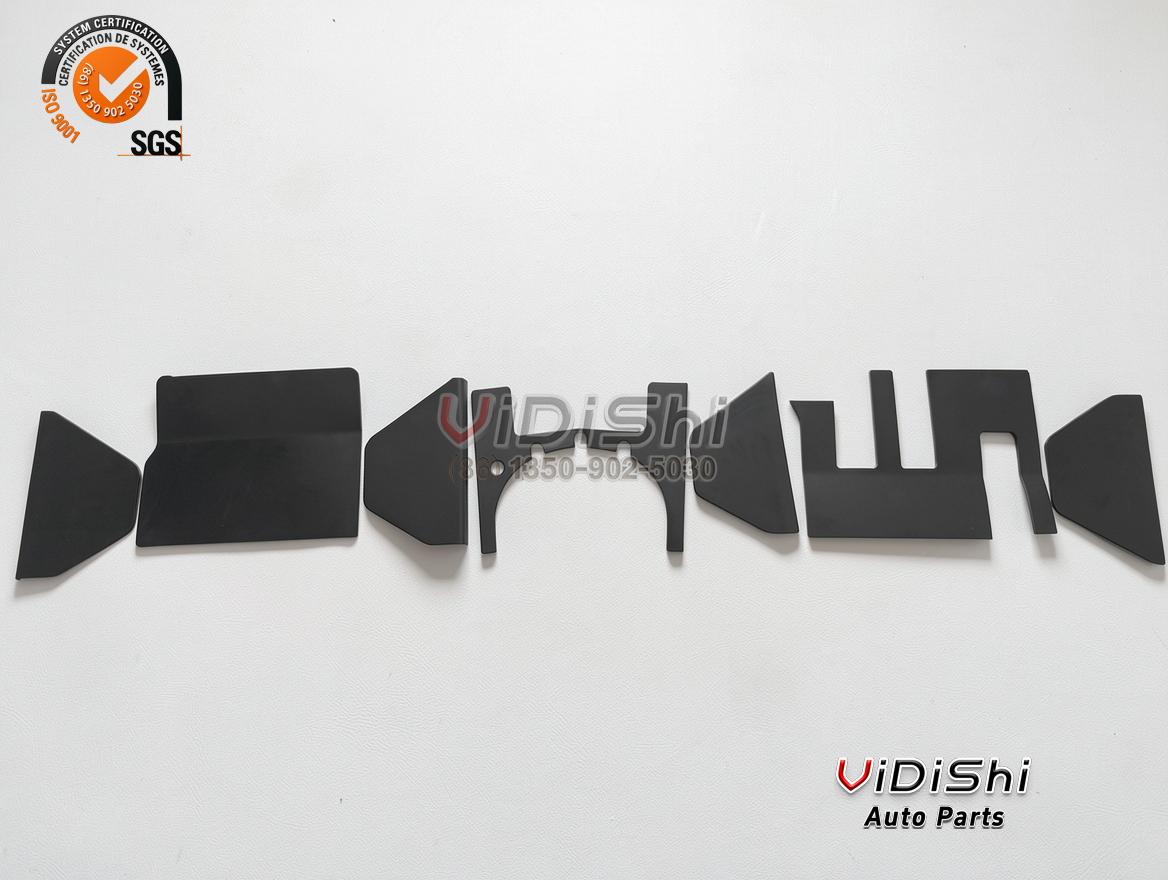 TPE Floor Mats for Land Rover Defender 90 110 LHD RHD Set 3 Three piece TPE mat set for Defender laid out