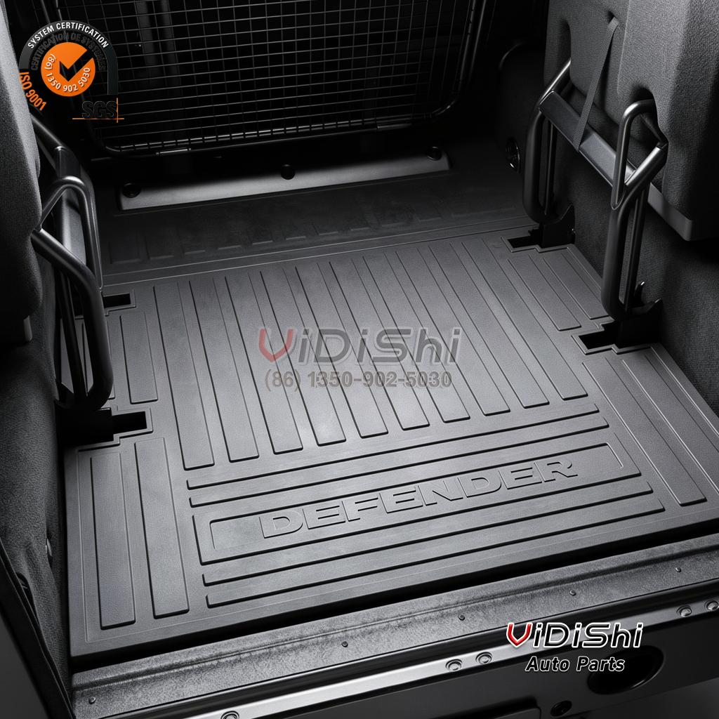 TPE Car Mats for Land Rover Defender 90 110 TD5 RHD 3 Piece Set 2 Defender rear cargo area mat tray