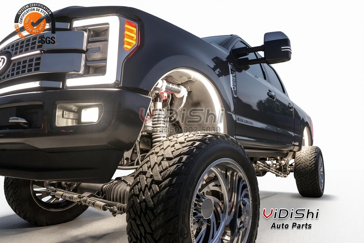 12V Fender Well Light Kit for Trucks 288W White Underbody Retrofit 2 Fender well light kit installed and lit on a pickup truck