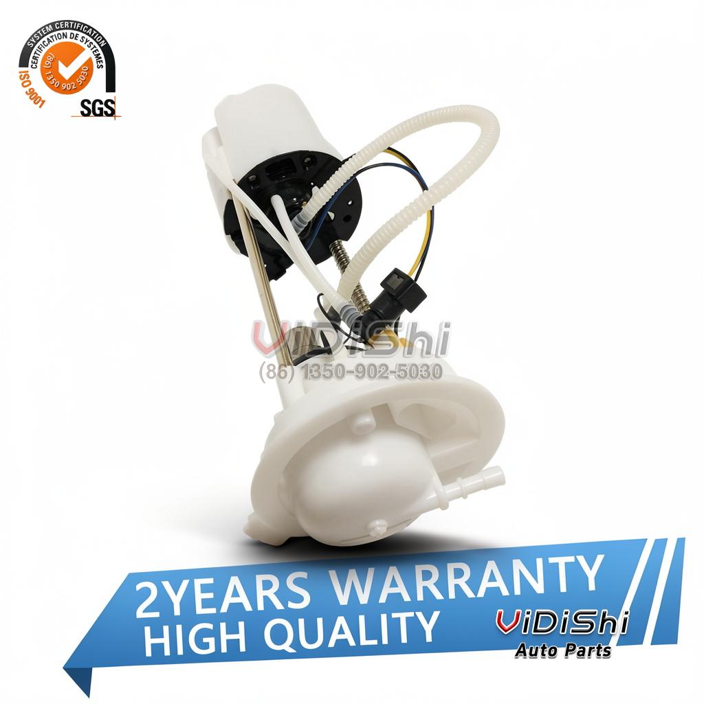 8R0919051N in-tank fuel pump module, front view showing the top flange, pump and fuel hose