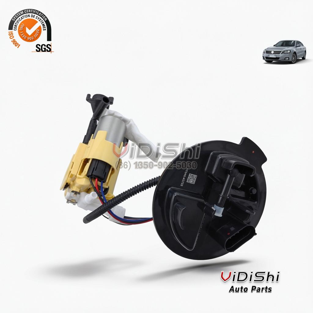 Mercedes-Benz in-tank fuel pump module 2054701594, front view showing the flange, pump and level sender