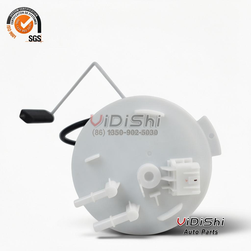 Opel in-tank fuel pump module 23249550, front view showing the reservoir, pump and wiring