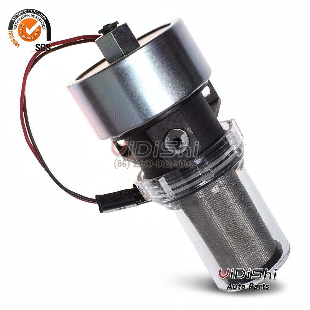 All Products 8 Top view of the 41-7059 electric diesel fuel pump showing the motor cap and outlet port