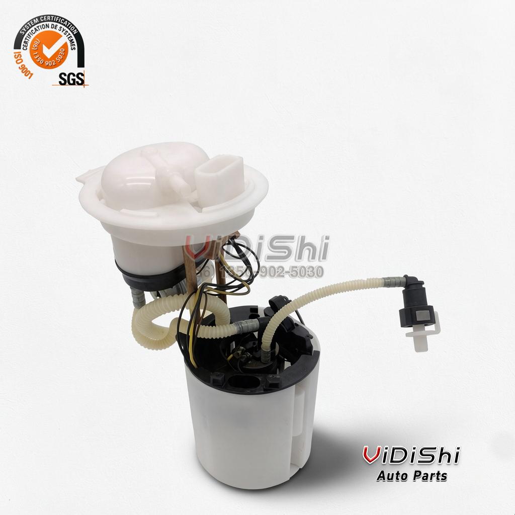 In-tank fuel pump module 3C0919051, full assembly front view showing the top flange, pump body and fuel hose