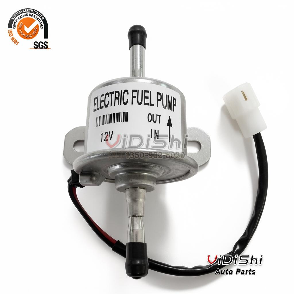 All Products 6 Side view of the 119225-52102 electric fuel pump showing the mounting bracket and label