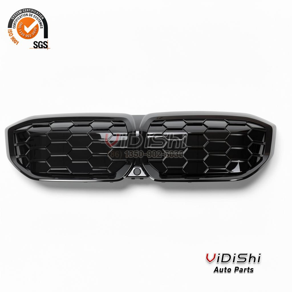 Front Grille for BMW i3 2023 Gloss Black ABS Grill with Hole HMI3 3 Full view of the BMW i3 grille panel