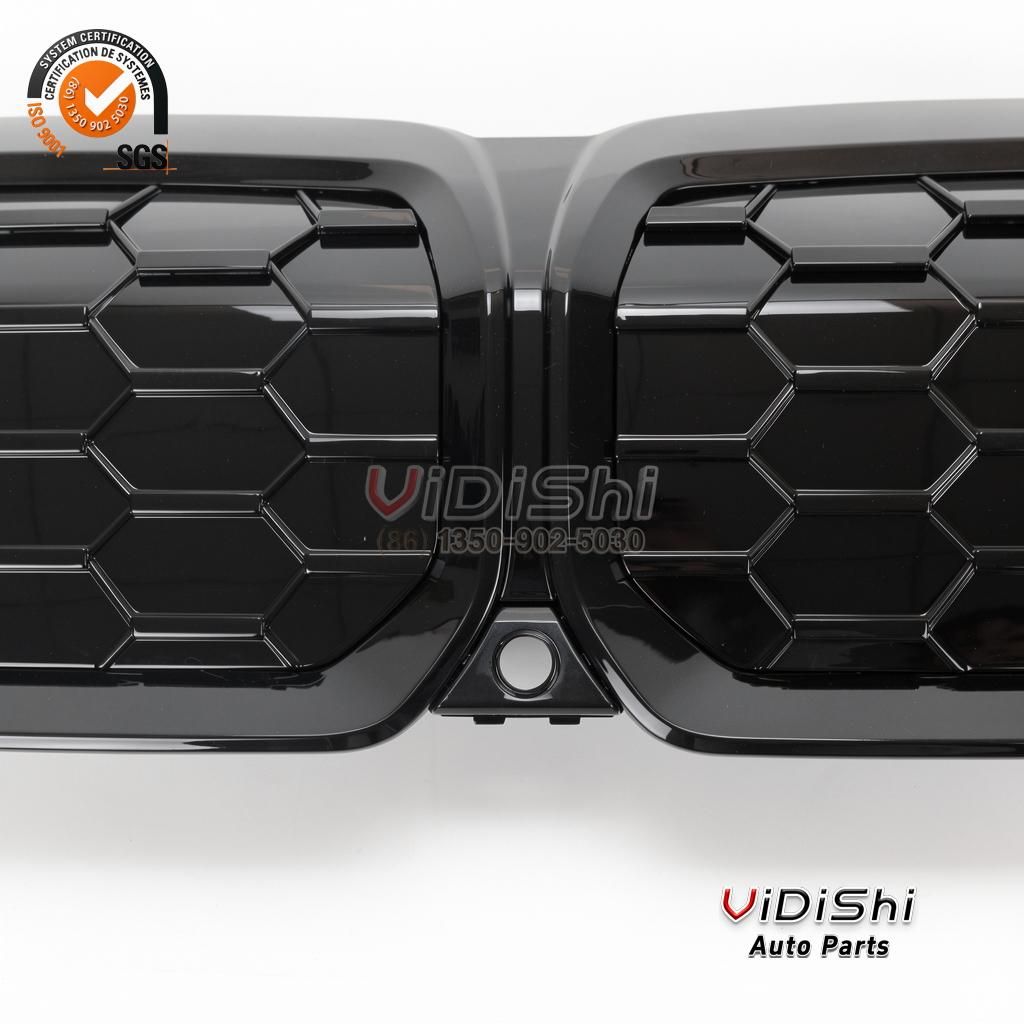 Front Grille for BMW i3 2023 Gloss Black ABS Grill with Hole HMI3 2 Close up of the i3 grille mesh pattern
