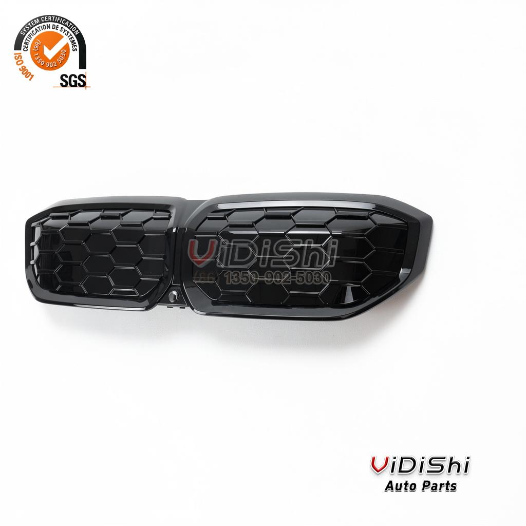 Front Grille for BMW i3 2023 Gloss Black ABS Grill with Hole HMI3 6 I3 grille side view