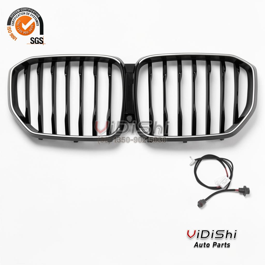 Illuminated Grille for BMW X5 G05 Single Strand ABS 2019-2022 5 X5 G05 grille with the wiring harness laid out