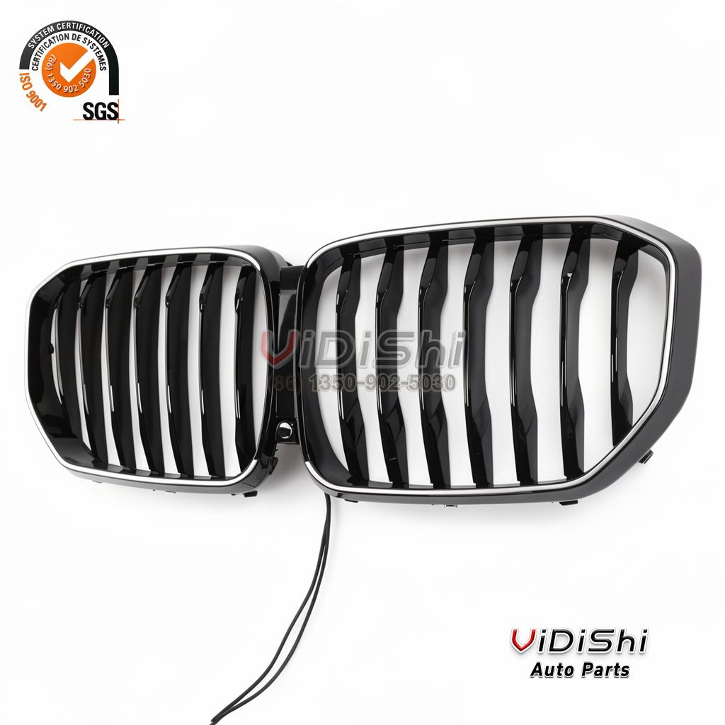 Illuminated Grille for BMW X5 G05 Single Strand ABS 2019-2022 3 X5 G05 grille side view with wiring