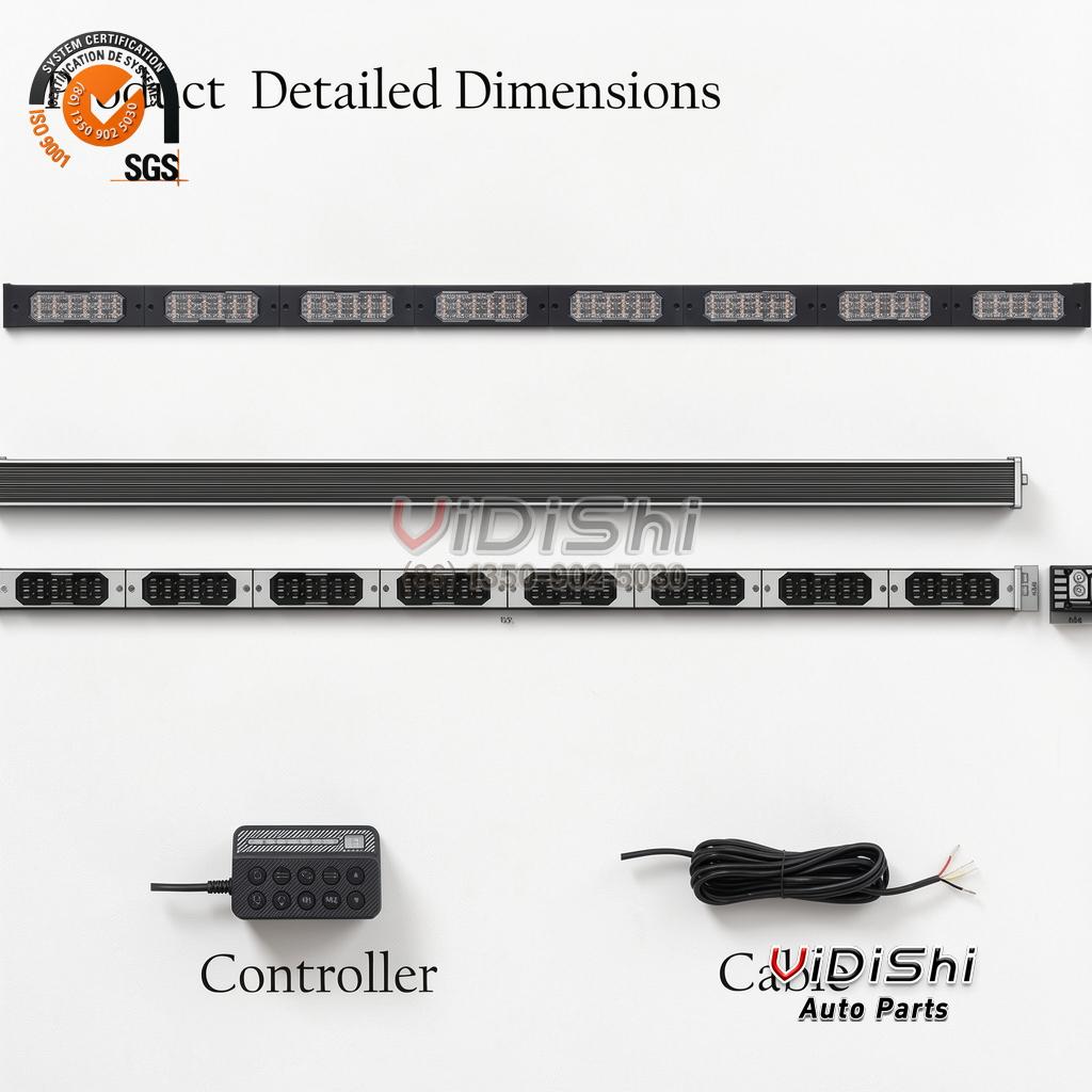 Amber Traffic Advisor Lightbar IP67 12-24V LED SM3070L-8 1 Amber traffic advisor lightbar with the controller and dimensions