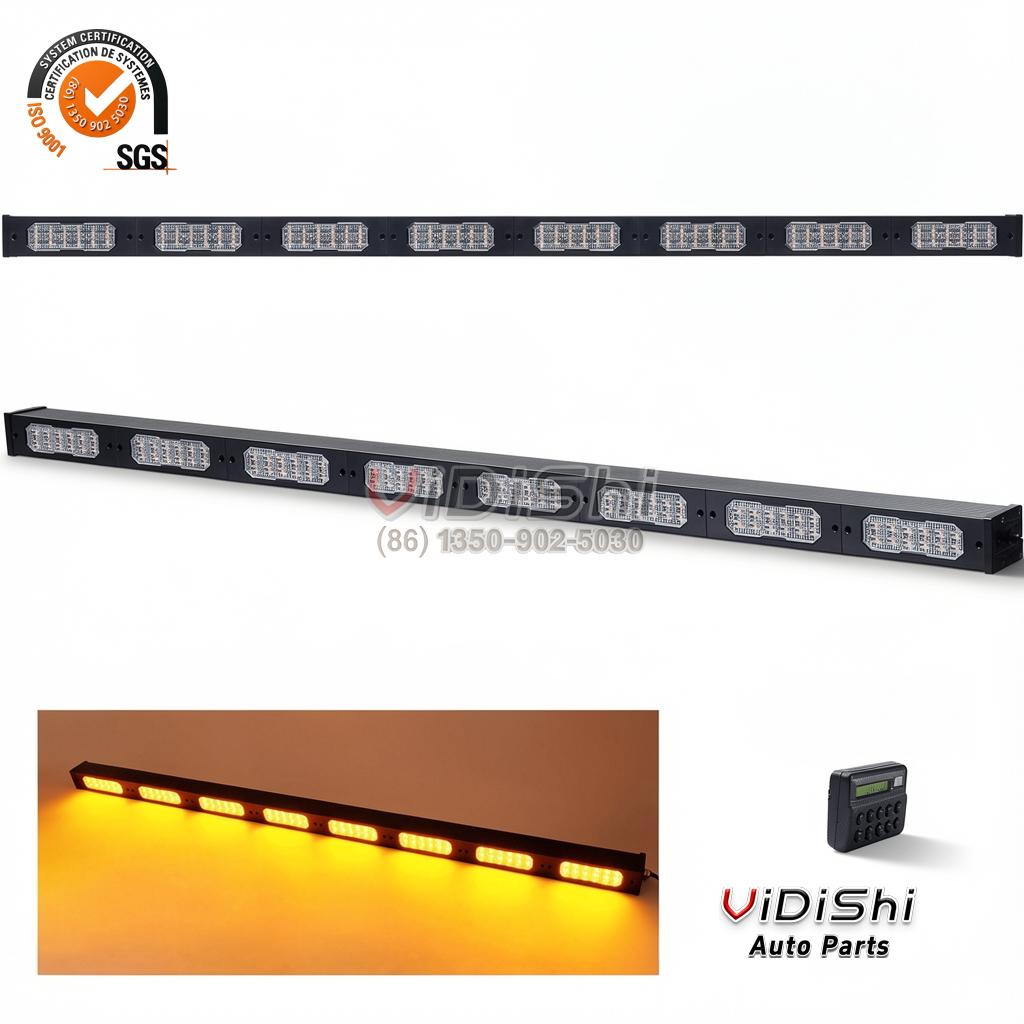 Amber Traffic Advisor Lightbar IP67 12-24V LED SM3070L-8 4 Amber traffic advisor lightbar lit in the pattern
