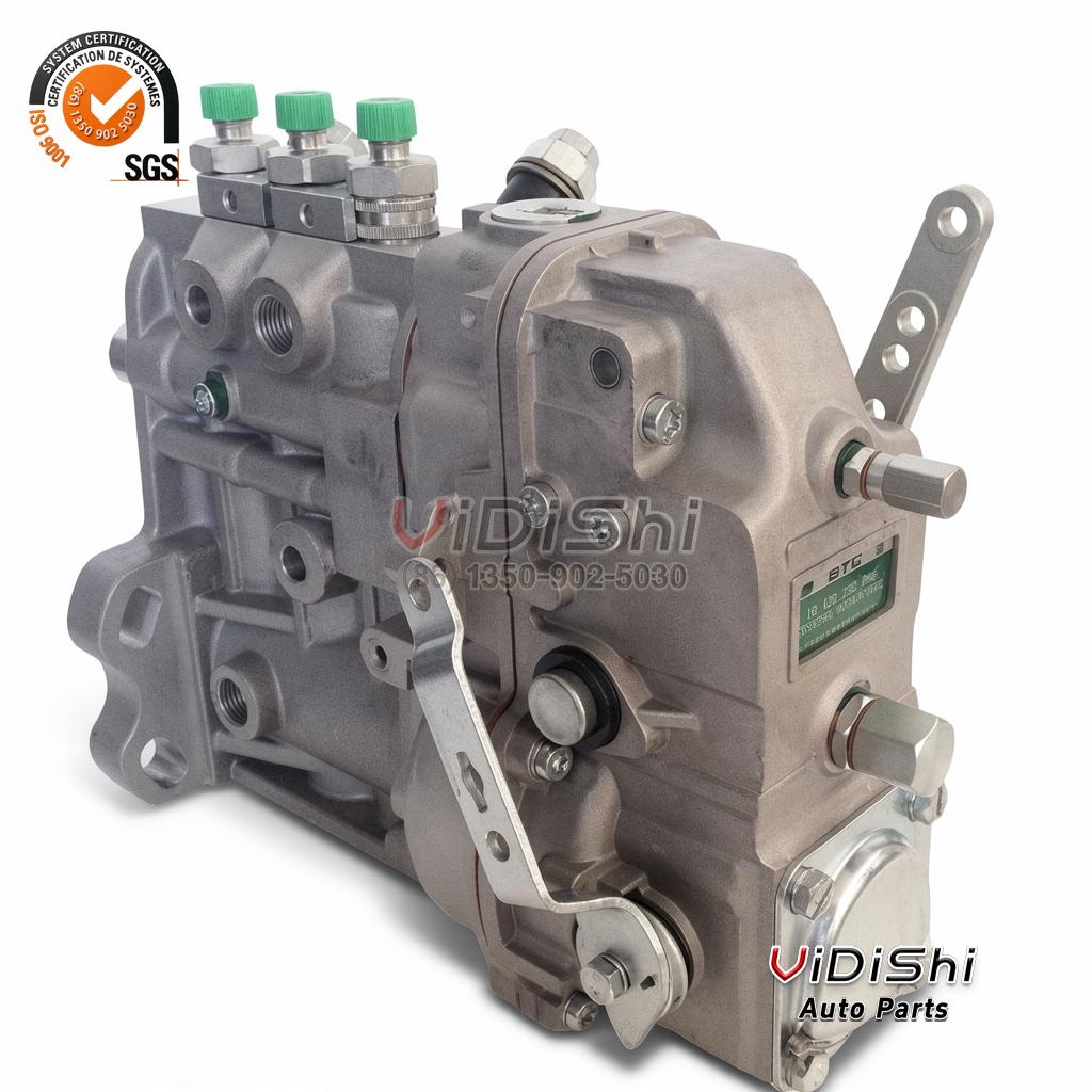02232387 Inline Fuel Injection Pump for Deutz F3L912 3 02232387 pump far side, green inspection label in a machined recess and two control lever arms