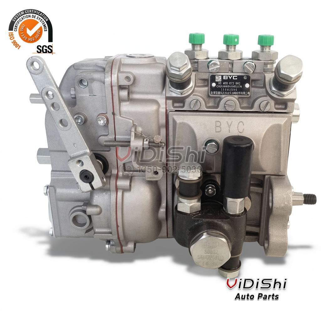02232387 Inline Fuel Injection Pump for Deutz F3L912 4 02232387 pump identification plate on the cast flank, with a maker wordmark and a matrix code