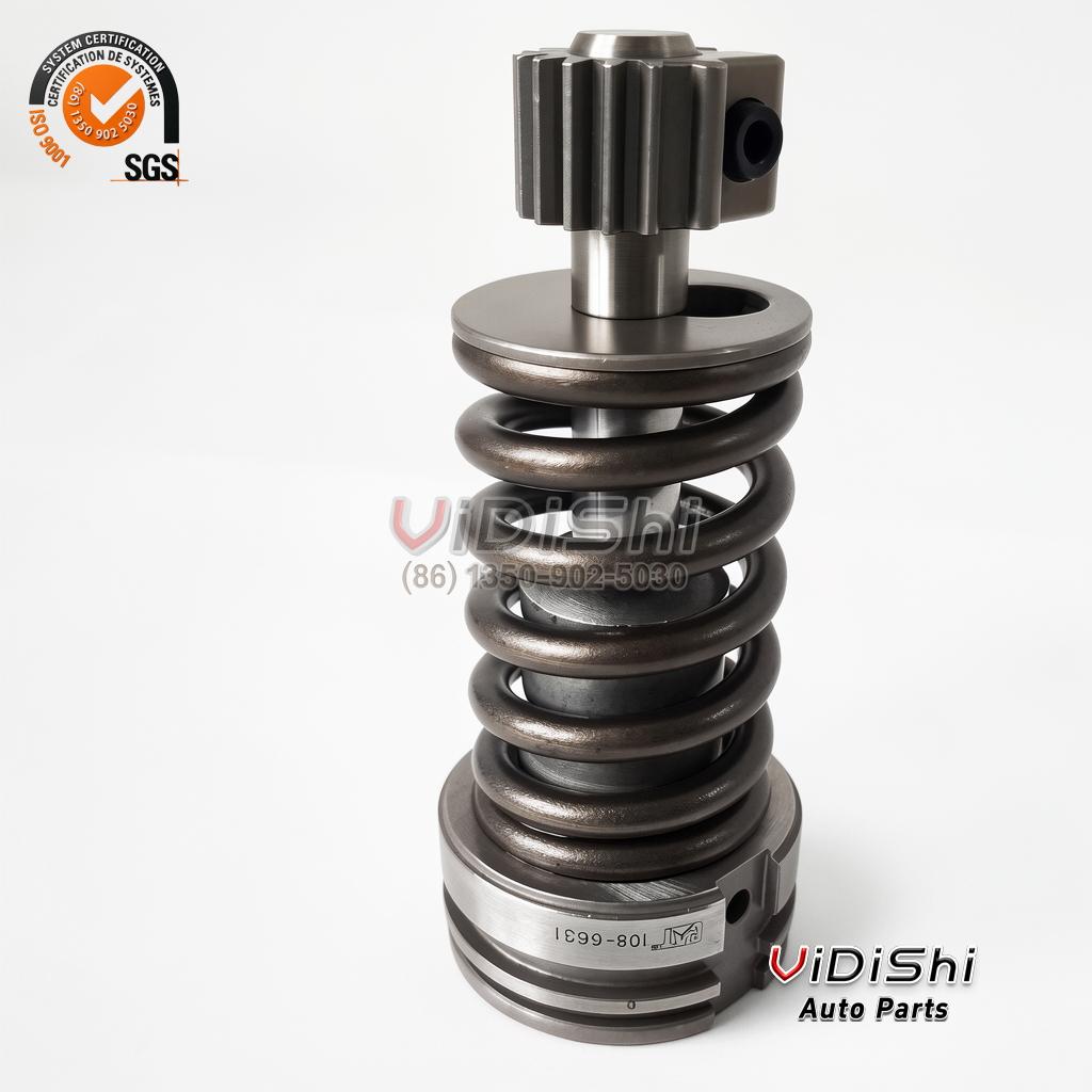 1086631 Fuel Injection Pump Pumping Element for Caterpillar 3406 5 1086631 pumping element standing upright, toothed drive end at the top and stamped number band at the base