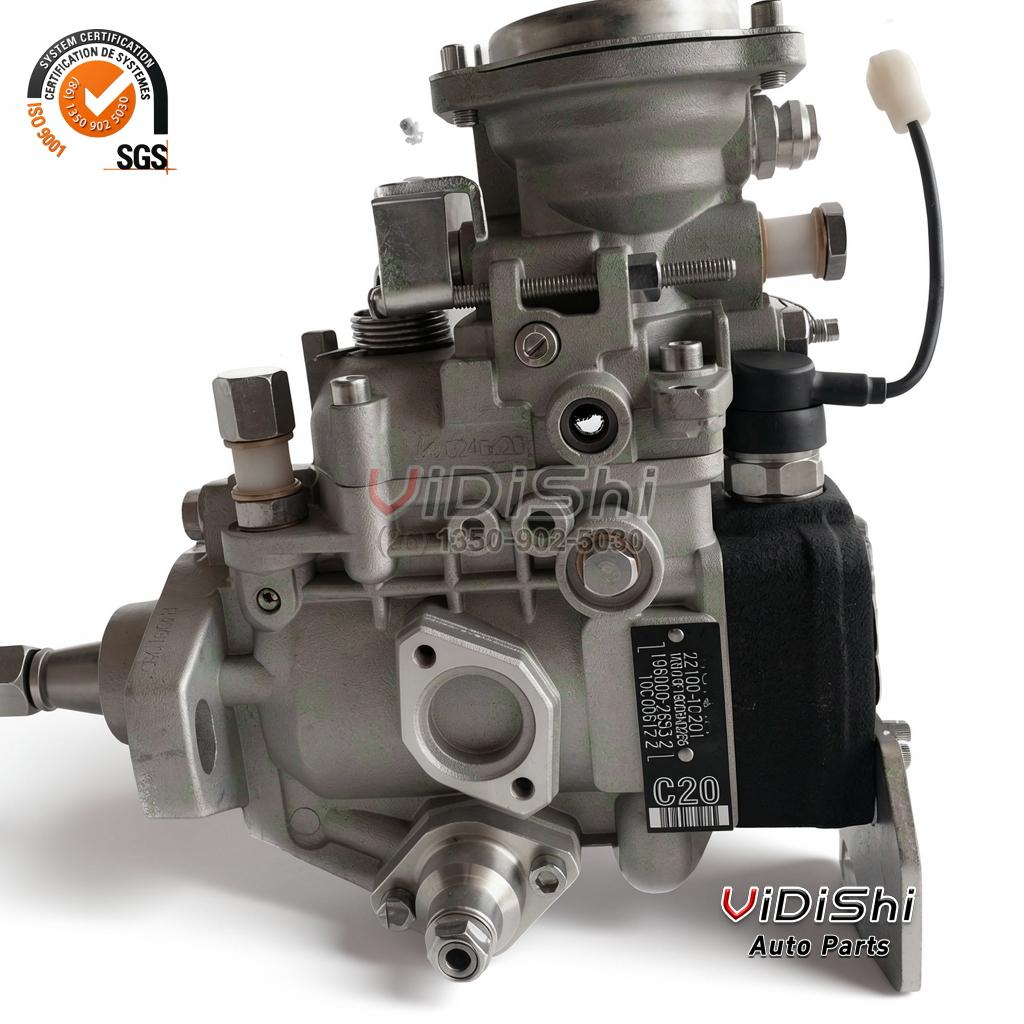 221001C201 Denso VE6 Distributor Diesel Injection Pump for Toyota 1HZ 2 221001C201 data plate reading 22100-1C201 above 196000-26532, with C20 over a scanned code