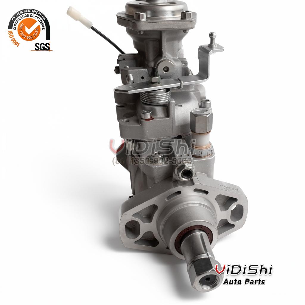 221001C201 Denso VE6 Distributor Diesel Injection Pump for Toyota 1HZ 4 221001C201 drive end, a four-lobed cast mounting flange around a central hex drive stub and oil seal