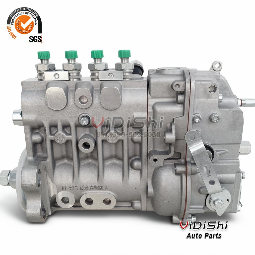 10400874005 Mechanical Fuel Injection Pump for F4L912 Diesel 2 10400874005 pump from the opposite flank, raised cast mark on the housing web, steel spring linkage arm down the right side