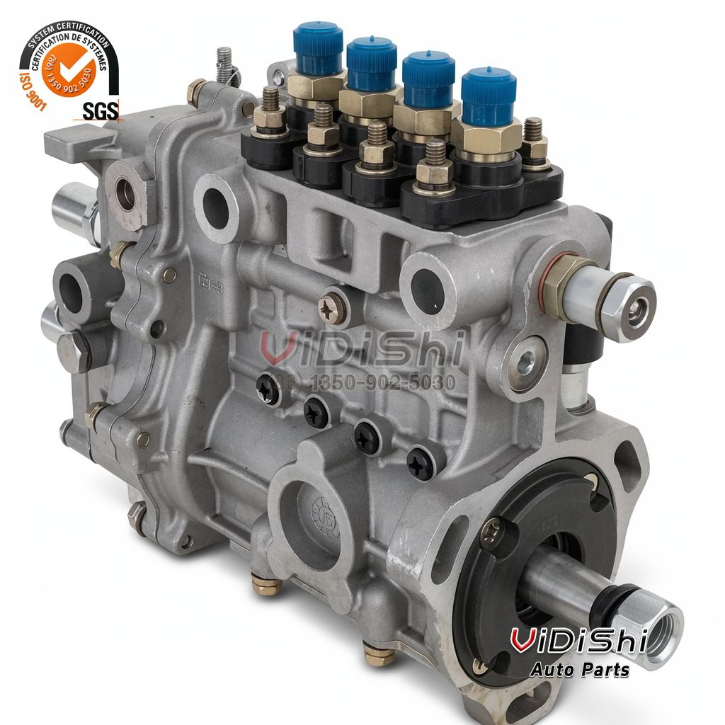 4QT72ZH1 BQ2000 Inline Fuel Injection Pump for 490 Diesel 3 4QT72ZH1 pump housing from above, four delivery valve holders in a row, a raised 13 cast mark, keyed shaft right