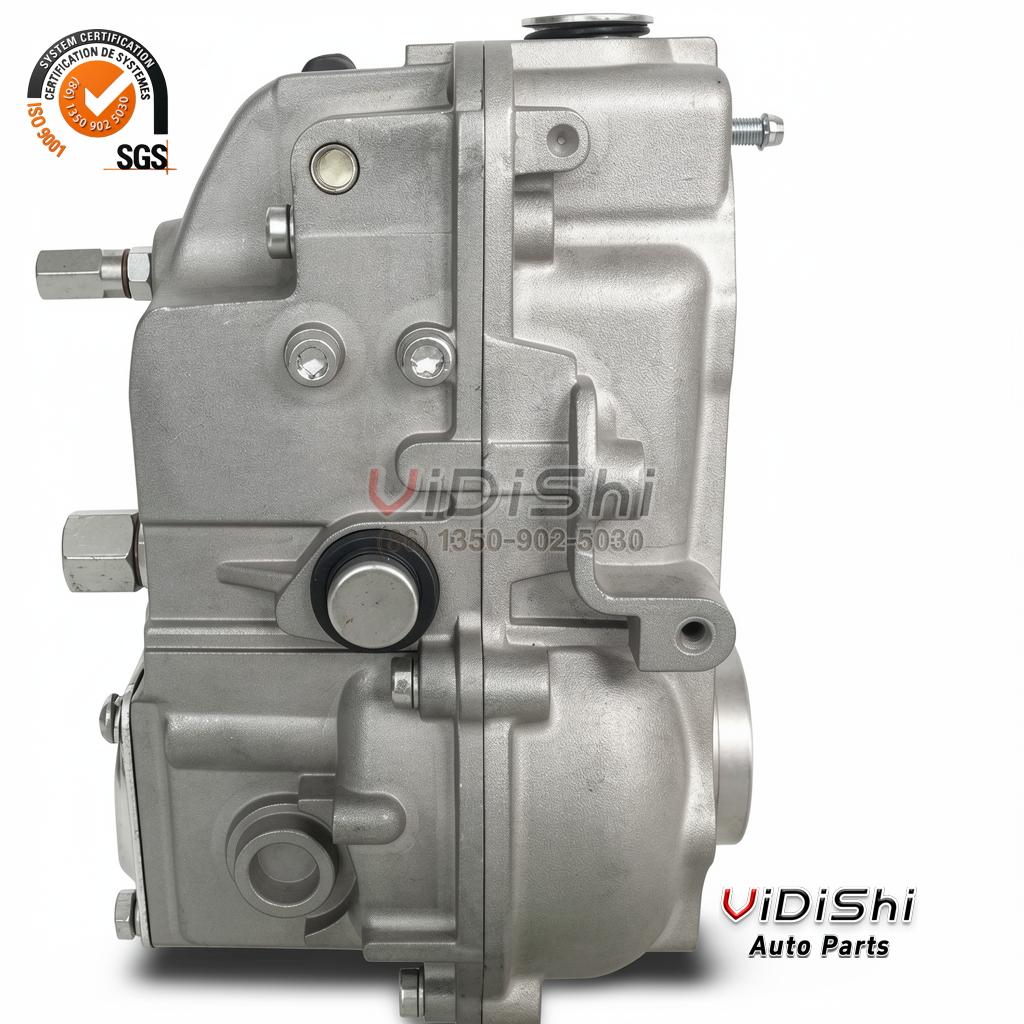 CRSV425750A0C315R RSV Governor 10 420 235 215 for Inline Fuel Pump 6 RSV governor opposite flank, cast ribs and two hex-socket plugs above a black capped port, two spigots at the left edge