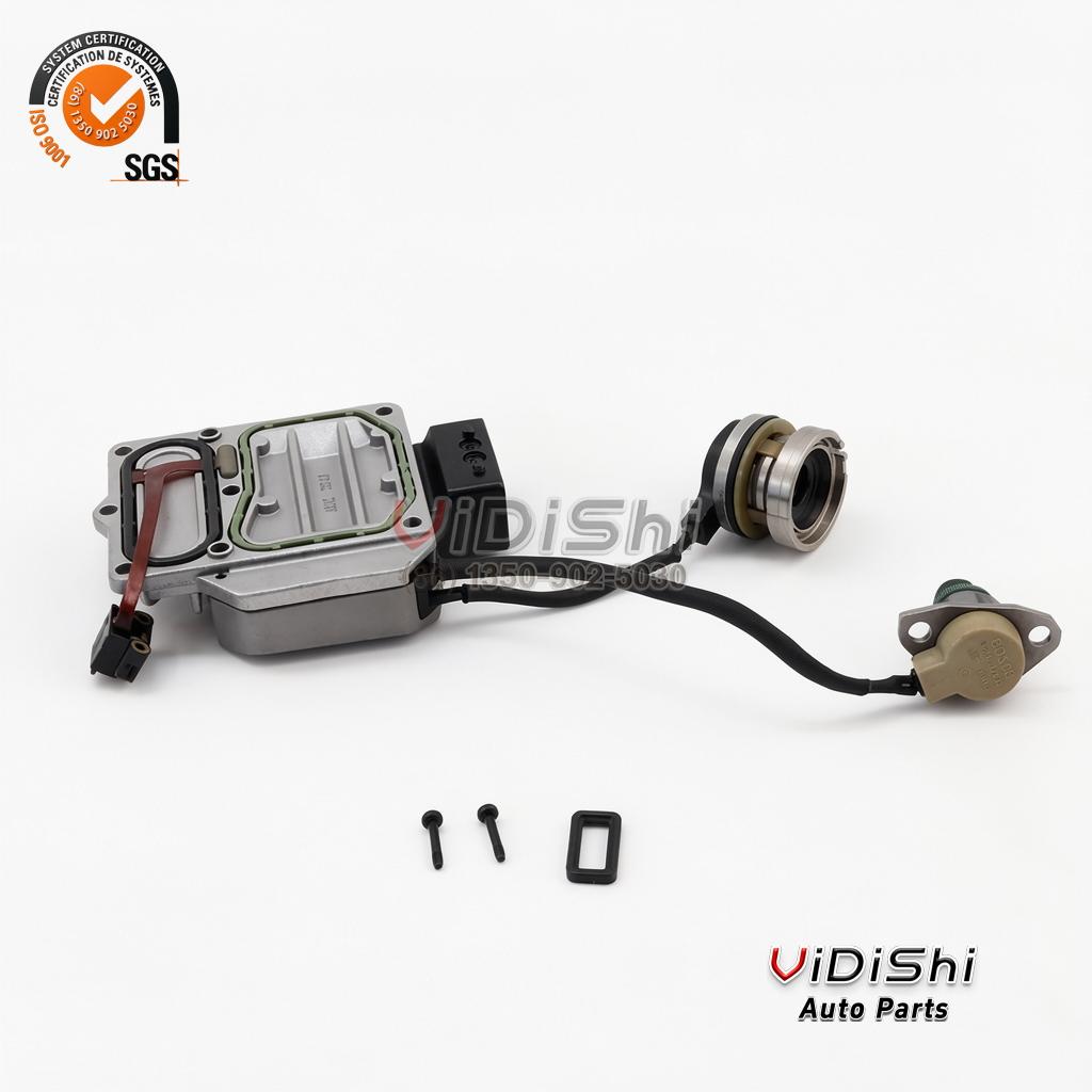 0281001740 pump control unit kit with harness, metering union and angle sensor laid out flat