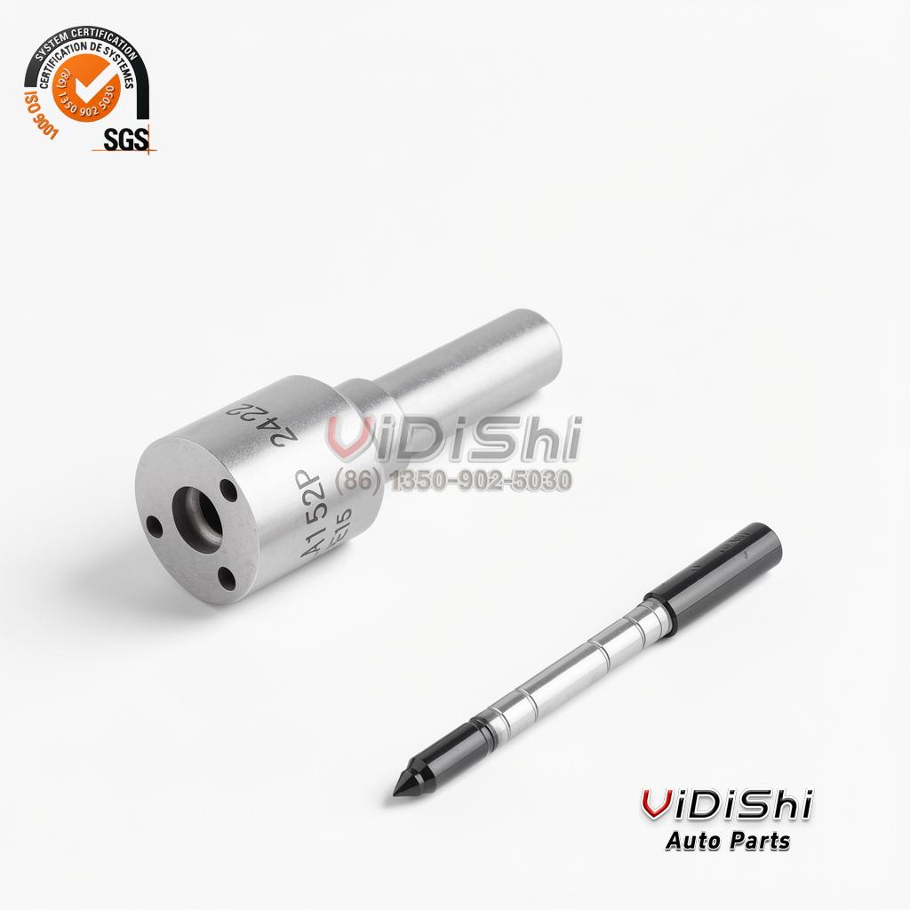0433172422 Injector Nozzle for Weichai WP7 Common Rail 3 Single diesel nozzle standing upright with the 152P 2422 stamping on the upper shank