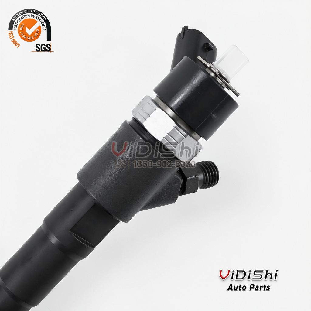 All Products 8 0445110247 injector at an angle showing the machined body clamp and inlet port
