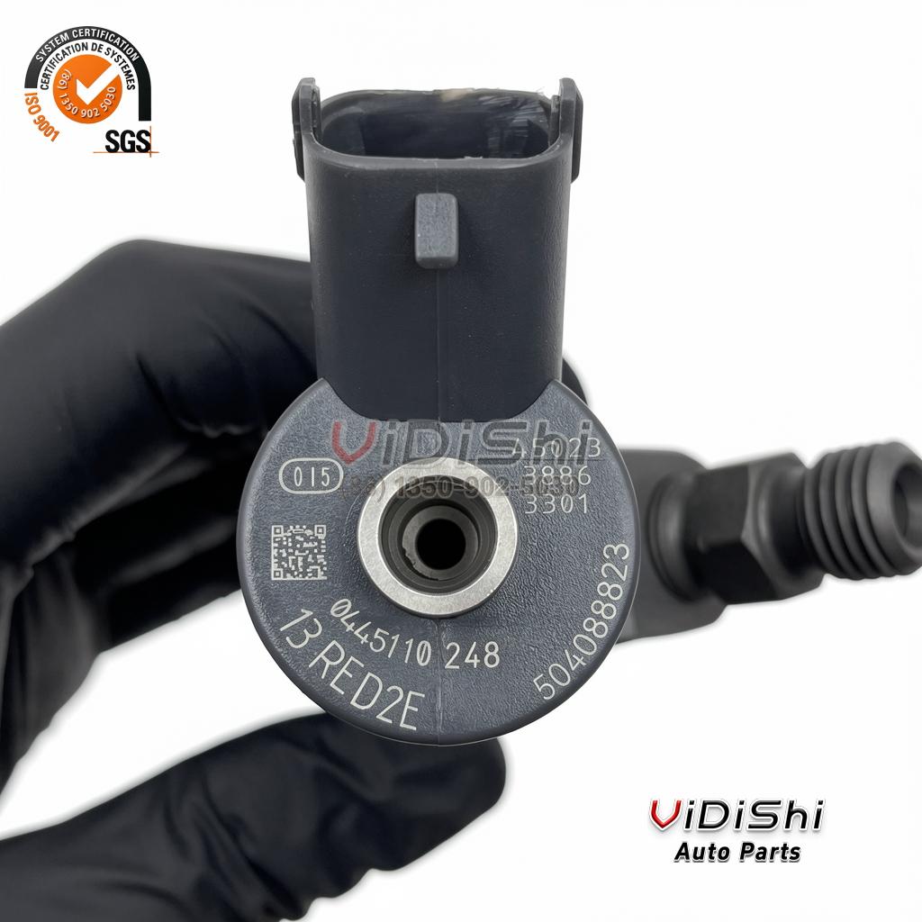 All Products 14 0445110248 injector head end face showing the etched part numbers