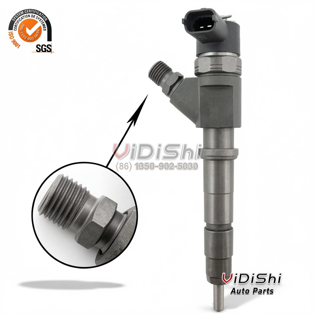 0445110274 Common Rail Injector for Hyundai i800 Kia Sorento 2.5 CRDi 5 0445110274 injector high pressure inlet fitting detail